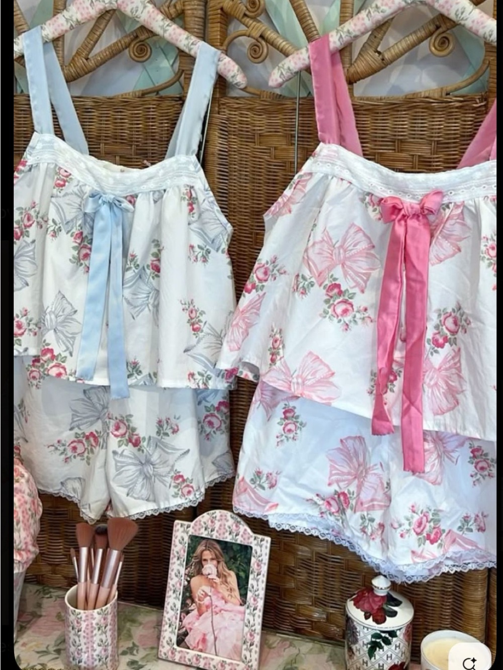 🎀 PJ Set Rosa Bow Pajama Bespoke Cami Boxer Set